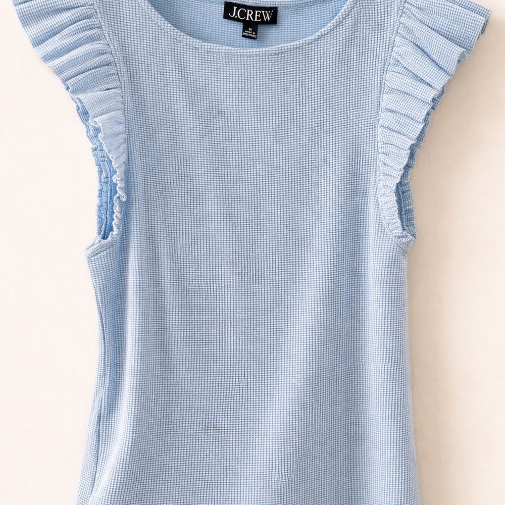 NWT J. Crew Light Blue Tank with Ruffle Sleeves